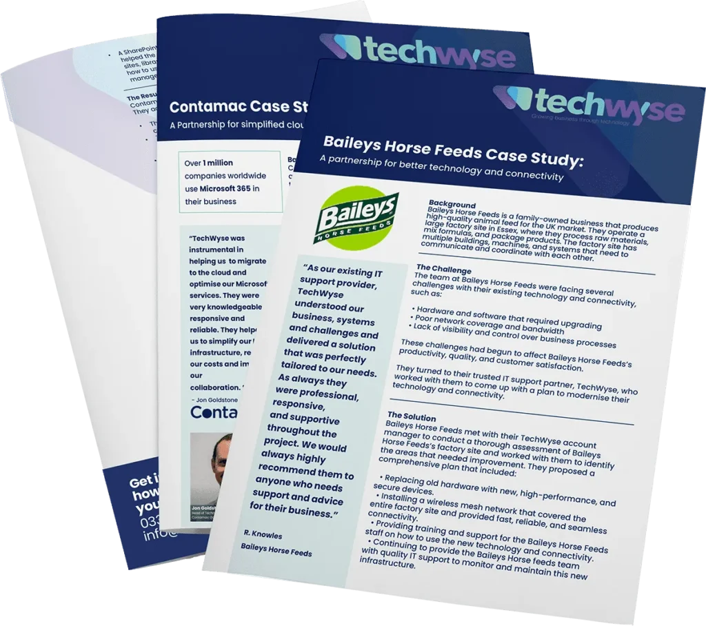 Techwyse case studies showing how we provide trusted IT support in Essex.